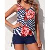 imageYonique Blouson Tankini Swimsuits for Women 2 Piece Bathing Suits Tops with Boyshorts Modest Loose Fit SwimwearBlue Floral