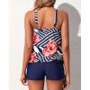 imageYonique Blouson Tankini Swimsuits for Women 2 Piece Bathing Suits Tops with Boyshorts Modest Loose Fit SwimwearBlue Floral
