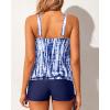 imageYonique Blouson Tankini Swimsuits for Women 2 Piece Bathing Suits Tops with Boyshorts Modest Loose Fit SwimwearBlue Tie Dye