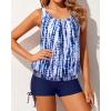 imageYonique Blouson Tankini Swimsuits for Women 2 Piece Bathing Suits Tops with Boyshorts Modest Loose Fit SwimwearBlue Tie Dye