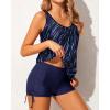 imageYonique Blouson Tankini Swimsuits for Women 2 Piece Bathing Suits Tops with Boyshorts Modest Loose Fit SwimwearBlue and Meteor Print