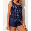 imageYonique Blouson Tankini Swimsuits for Women 2 Piece Bathing Suits Tops with Boyshorts Modest Loose Fit SwimwearBlue and Meteor Print