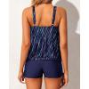 imageYonique Blouson Tankini Swimsuits for Women 2 Piece Bathing Suits Tops with Boyshorts Modest Loose Fit SwimwearBlue and Meteor Print