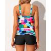 imageYonique Blouson Tankini Swimsuits for Women 2 Piece Bathing Suits Tops with Boyshorts Modest Loose Fit SwimwearColor Block