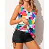 imageYonique Blouson Tankini Swimsuits for Women 2 Piece Bathing Suits Tops with Boyshorts Modest Loose Fit SwimwearColor Block