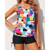 imageYonique Blouson Tankini Swimsuits for Women 2 Piece Bathing Suits Tops with Boyshorts Modest Loose Fit SwimwearColor Block