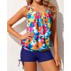 imageYonique Blouson Tankini Swimsuits for Women 2 Piece Bathing Suits Tops with Boyshorts Modest Loose Fit SwimwearColorful Flowers