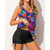 imageYonique Blouson Tankini Swimsuits for Women 2 Piece Bathing Suits Tops with Boyshorts Modest Loose Fit SwimwearColorful Leaves