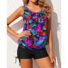 imageYonique Blouson Tankini Swimsuits for Women 2 Piece Bathing Suits Tops with Boyshorts Modest Loose Fit SwimwearColorful Leaves