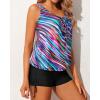 imageYonique Blouson Tankini Swimsuits for Women 2 Piece Bathing Suits Tops with Boyshorts Modest Loose Fit SwimwearColorful Stripes