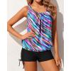 imageYonique Blouson Tankini Swimsuits for Women 2 Piece Bathing Suits Tops with Boyshorts Modest Loose Fit SwimwearColorful Stripes
