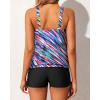 imageYonique Blouson Tankini Swimsuits for Women 2 Piece Bathing Suits Tops with Boyshorts Modest Loose Fit SwimwearColorful Stripes