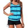 imageYonique Blouson Tankini Swimsuits for Women 2 Piece Bathing Suits Tops with Boyshorts Modest Loose Fit SwimwearGradient Blue