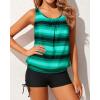 imageYonique Blouson Tankini Swimsuits for Women 2 Piece Bathing Suits Tops with Boyshorts Modest Loose Fit SwimwearGreen  Stripe