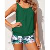 imageYonique Blouson Tankini Swimsuits for Women 2 Piece Bathing Suits Tops with Boyshorts Modest Loose Fit SwimwearGreen