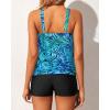 imageYonique Blouson Tankini Swimsuits for Women 2 Piece Bathing Suits Tops with Boyshorts Modest Loose Fit SwimwearGreen Leaf