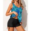 imageYonique Blouson Tankini Swimsuits for Women 2 Piece Bathing Suits Tops with Boyshorts Modest Loose Fit SwimwearGreen Leaf