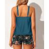 imageYonique Blouson Tankini Swimsuits for Women 2 Piece Bathing Suits Tops with Boyshorts Modest Loose Fit SwimwearGreen and Flower