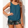 imageYonique Blouson Tankini Swimsuits for Women 2 Piece Bathing Suits Tops with Boyshorts Modest Loose Fit SwimwearGreen and Flower