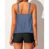 imageYonique Blouson Tankini Swimsuits for Women 2 Piece Bathing Suits Tops with Boyshorts Modest Loose Fit SwimwearGrey Blue