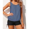 imageYonique Blouson Tankini Swimsuits for Women 2 Piece Bathing Suits Tops with Boyshorts Modest Loose Fit SwimwearGrey Blue