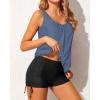 imageYonique Blouson Tankini Swimsuits for Women 2 Piece Bathing Suits Tops with Boyshorts Modest Loose Fit SwimwearGrey Blue