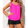 imageYonique Blouson Tankini Swimsuits for Women 2 Piece Bathing Suits Tops with Boyshorts Modest Loose Fit SwimwearHot Pink1