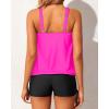 imageYonique Blouson Tankini Swimsuits for Women 2 Piece Bathing Suits Tops with Boyshorts Modest Loose Fit SwimwearHot Pink1