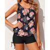 imageYonique Blouson Tankini Swimsuits for Women 2 Piece Bathing Suits Tops with Boyshorts Modest Loose Fit SwimwearPink