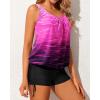 imageYonique Blouson Tankini Swimsuits for Women 2 Piece Bathing Suits Tops with Boyshorts Modest Loose Fit SwimwearPink Gradient
