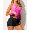 imageYonique Blouson Tankini Swimsuits for Women 2 Piece Bathing Suits Tops with Boyshorts Modest Loose Fit SwimwearPink Gradient