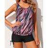 imageYonique Blouson Tankini Swimsuits for Women 2 Piece Bathing Suits Tops with Boyshorts Modest Loose Fit SwimwearPink Stripe