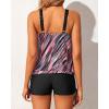 imageYonique Blouson Tankini Swimsuits for Women 2 Piece Bathing Suits Tops with Boyshorts Modest Loose Fit SwimwearPink Stripe