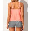 imageYonique Blouson Tankini Swimsuits for Women 2 Piece Bathing Suits Tops with Boyshorts Modest Loose Fit SwimwearPink Stripes