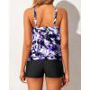 imageYonique Blouson Tankini Swimsuits for Women 2 Piece Bathing Suits Tops with Boyshorts Modest Loose Fit SwimwearPurple Flowers