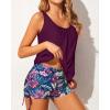 imageYonique Blouson Tankini Swimsuits for Women 2 Piece Bathing Suits Tops with Boyshorts Modest Loose Fit SwimwearPurple Leaf