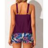 imageYonique Blouson Tankini Swimsuits for Women 2 Piece Bathing Suits Tops with Boyshorts Modest Loose Fit SwimwearPurple Leaf