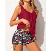 imageYonique Blouson Tankini Swimsuits for Women 2 Piece Bathing Suits Tops with Boyshorts Modest Loose Fit SwimwearRed Floral