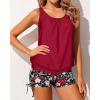 imageYonique Blouson Tankini Swimsuits for Women 2 Piece Bathing Suits Tops with Boyshorts Modest Loose Fit SwimwearRed Floral