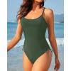 imageYonique One Piece Swimsuits for Women Tummy Control Bathing Suits Cute SwimwearDark Army Green