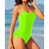 imageYonique One Piece Swimsuits for Women Tummy Control Bathing Suits Cute SwimwearNeon Green