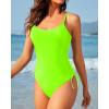 imageYonique One Piece Swimsuits for Women Tummy Control Bathing Suits Cute SwimwearNeon Green
