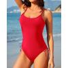 imageYonique One Piece Swimsuits for Women Tummy Control Bathing Suits Cute SwimwearRed