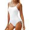 imageYonique One Piece Swimsuits for Women Tummy Control Bathing Suits Cute SwimwearWhite