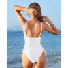 imageYonique One Piece Swimsuits for Women Tummy Control Bathing Suits Cute SwimwearWhite