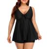 imageYonique Two Piece Plus Size Tankini Swimsuits for Women Flowy Bathing Suits with Shorts Tummy Control SwimwearBlack 02