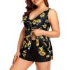 imageYonique Two Piece Plus Size Tankini Swimsuits for Women Flowy Bathing Suits with Shorts Tummy Control SwimwearBlack Sunflower