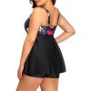 imageYonique Two Piece Plus Size Tankini Swimsuits for Women Flowy Bathing Suits with Shorts Tummy Control SwimwearBlack and Red Floral