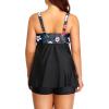 imageYonique Two Piece Plus Size Tankini Swimsuits for Women Flowy Bathing Suits with Shorts Tummy Control SwimwearBlack and Red Floral
