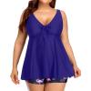 imageYonique Two Piece Plus Size Tankini Swimsuits for Women Flowy Bathing Suits with Shorts Tummy Control SwimwearBlue Flamingo
